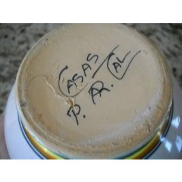 Casas P. AR. Cal Mexican Art Handmade Pottery Vinagre Vinegar Pitcher Signed - Picture 4 of 7